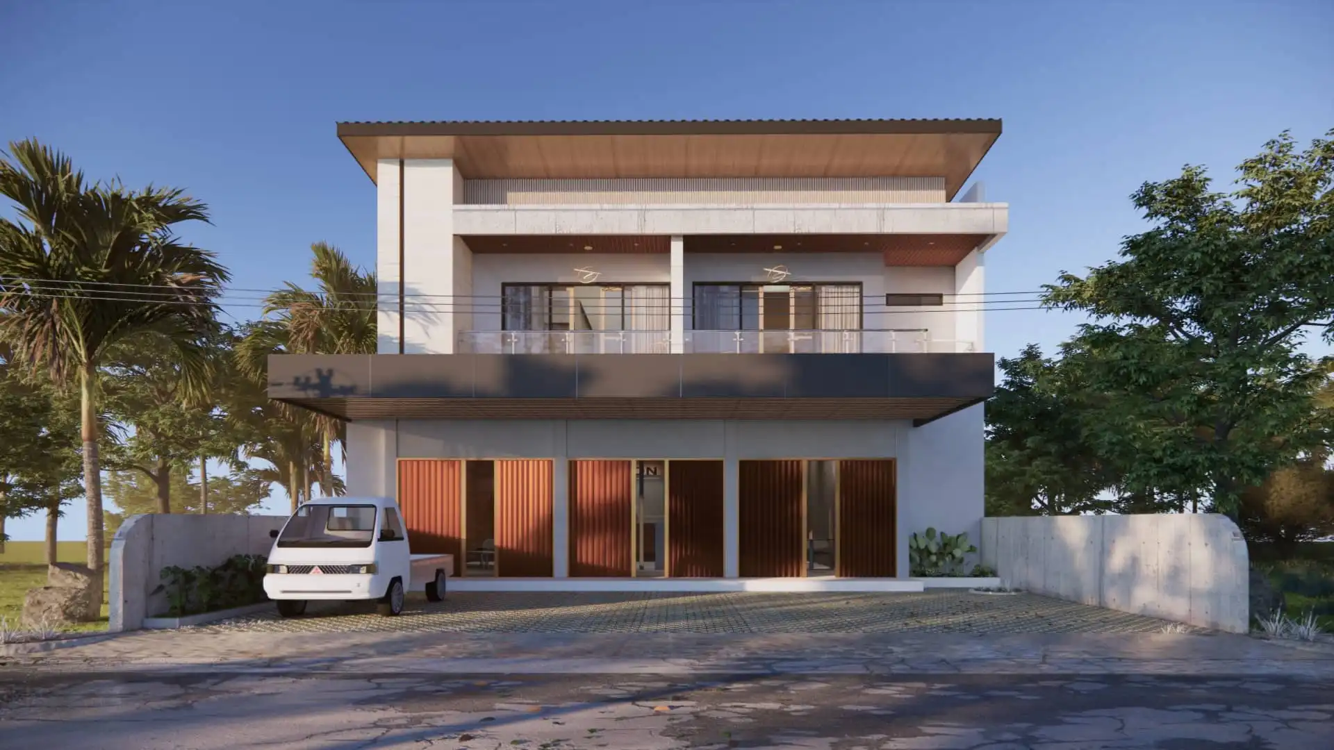 Interior kantor modern dengan pencahayaan alami